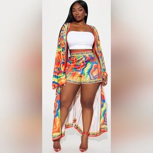 Fashion Nova Multicolor Kimono Set